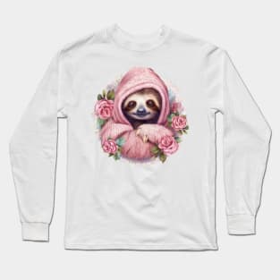 Pink Christmas Sloth Long Sleeve T-Shirt